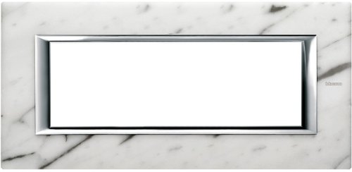 Рамка прямоугольная Legrand BTicino LivingLight 6 мод белый мрамор Каррара картинка